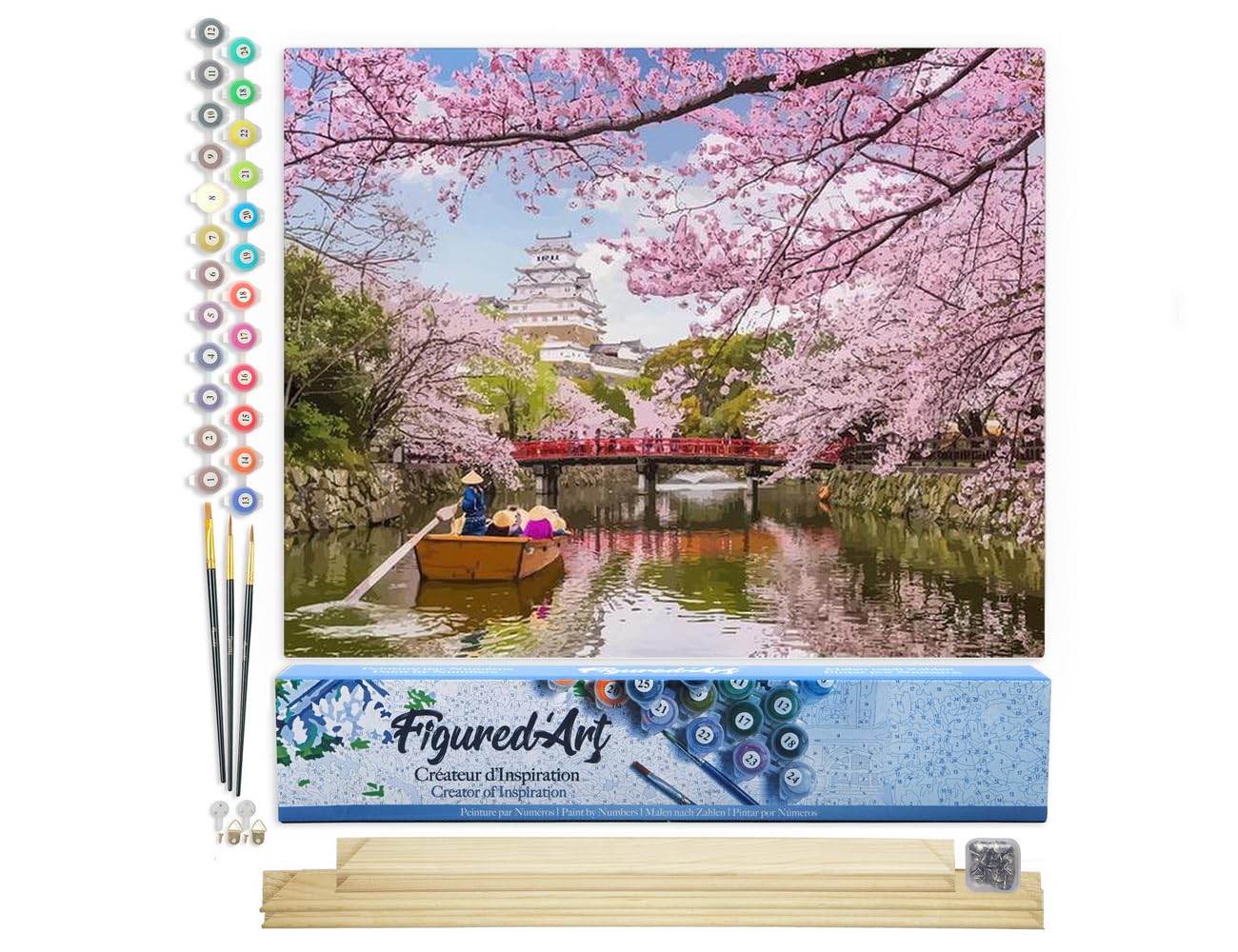 Figured'Art Paint by Numbers for Adults Cherry Blossom in Japan 40x50cm - Craft Art Painting Rolled Canvas with DIY Wooden Frame — image 1