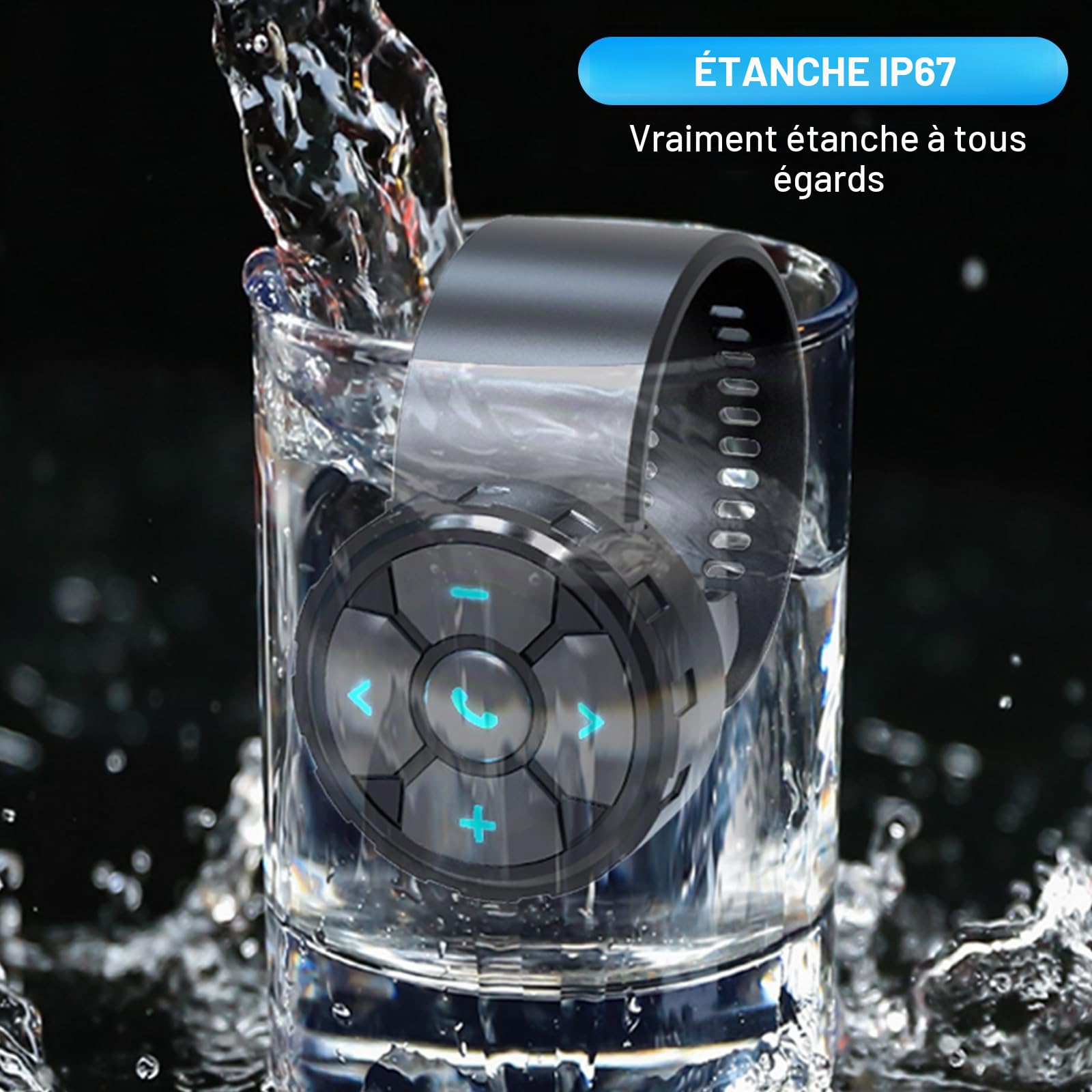 Fyearfly Bouton Télécommande Multimédia Bluetooth pour Guidon, Casque Audio sans Fil pour Casque, Contrôleur Multimédia pour Guidon de Moto, pour Contrôler La Musique, Les Appels Et Le Volume