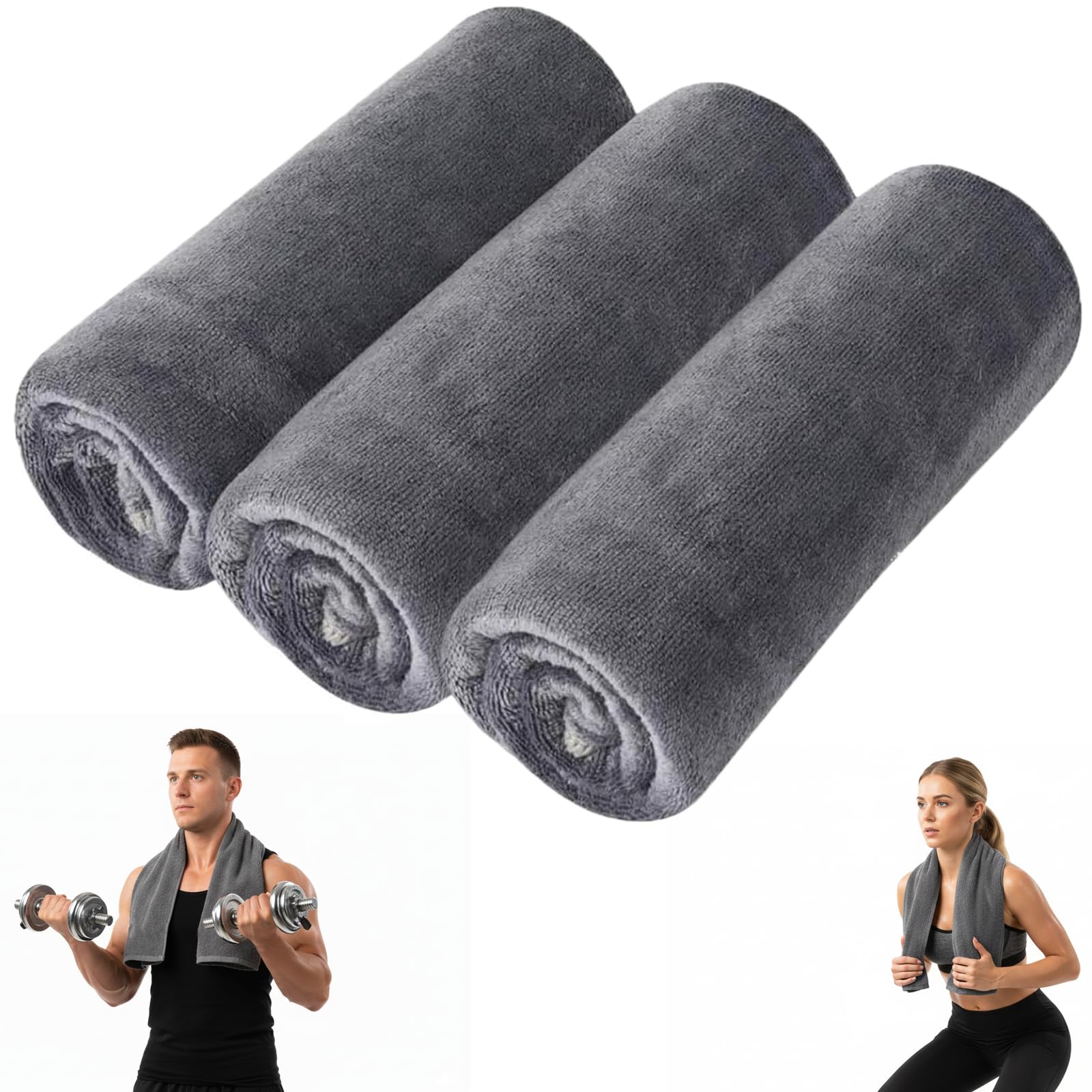 QyueQyat 3 Pack Gym Towel, Gym Towels For Women And Men, 70 X 30 cm Cooling Towel, Quick-Dry Sweat Towel For Fitness, Yoga, Travel And Camping, Soft Microfiber Sports Towels Set