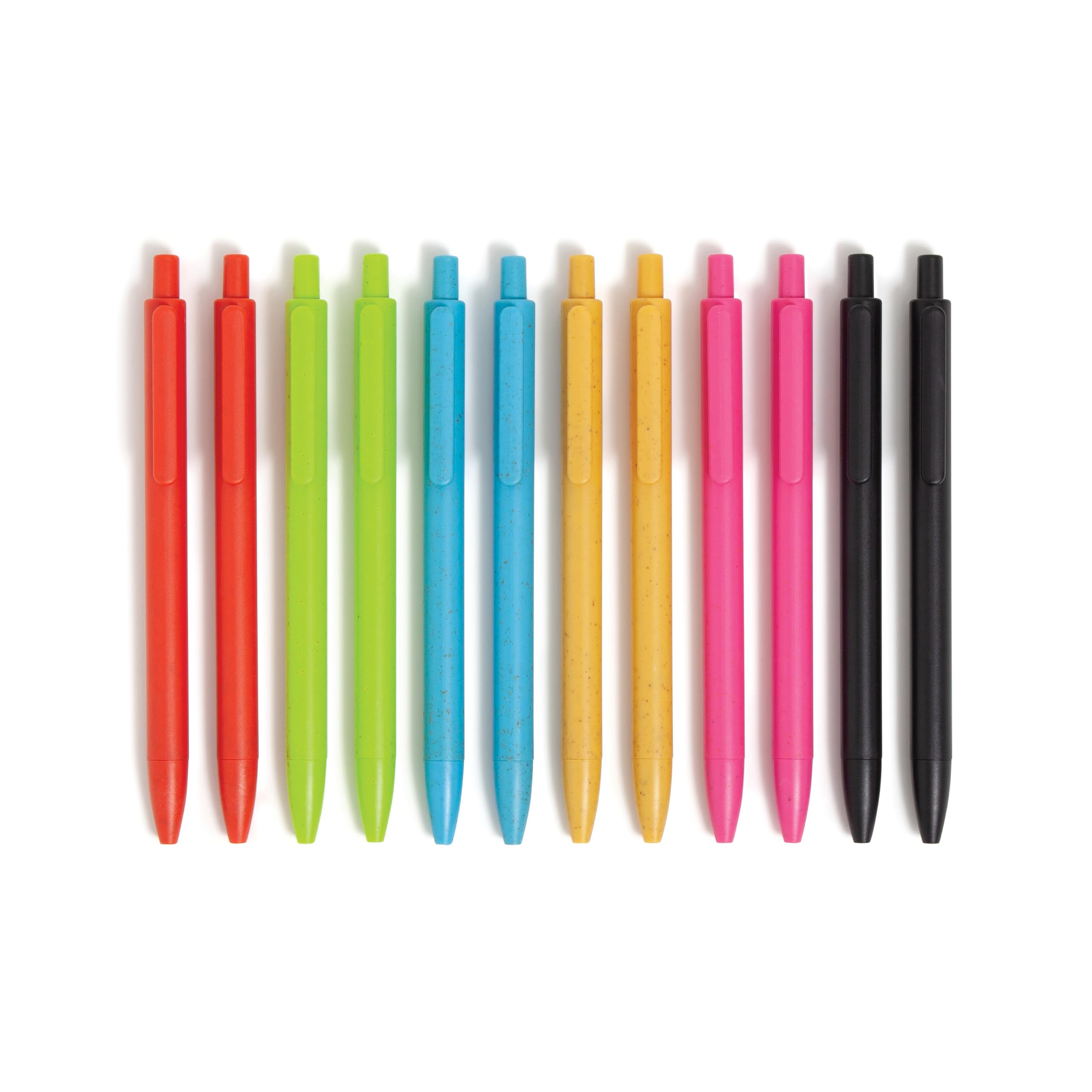 U Brands U-Eco Colored Hybrid Ink Ballpoint Pens, Set of 12, Bold and Bright, Medium (0.7 mm) Point, Assorted Color Ink
