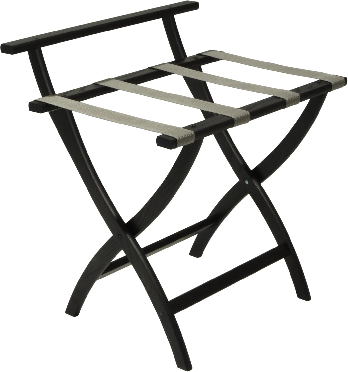 Wooden Mallet WallSaver Luggage Rack,Grey Straps, Black