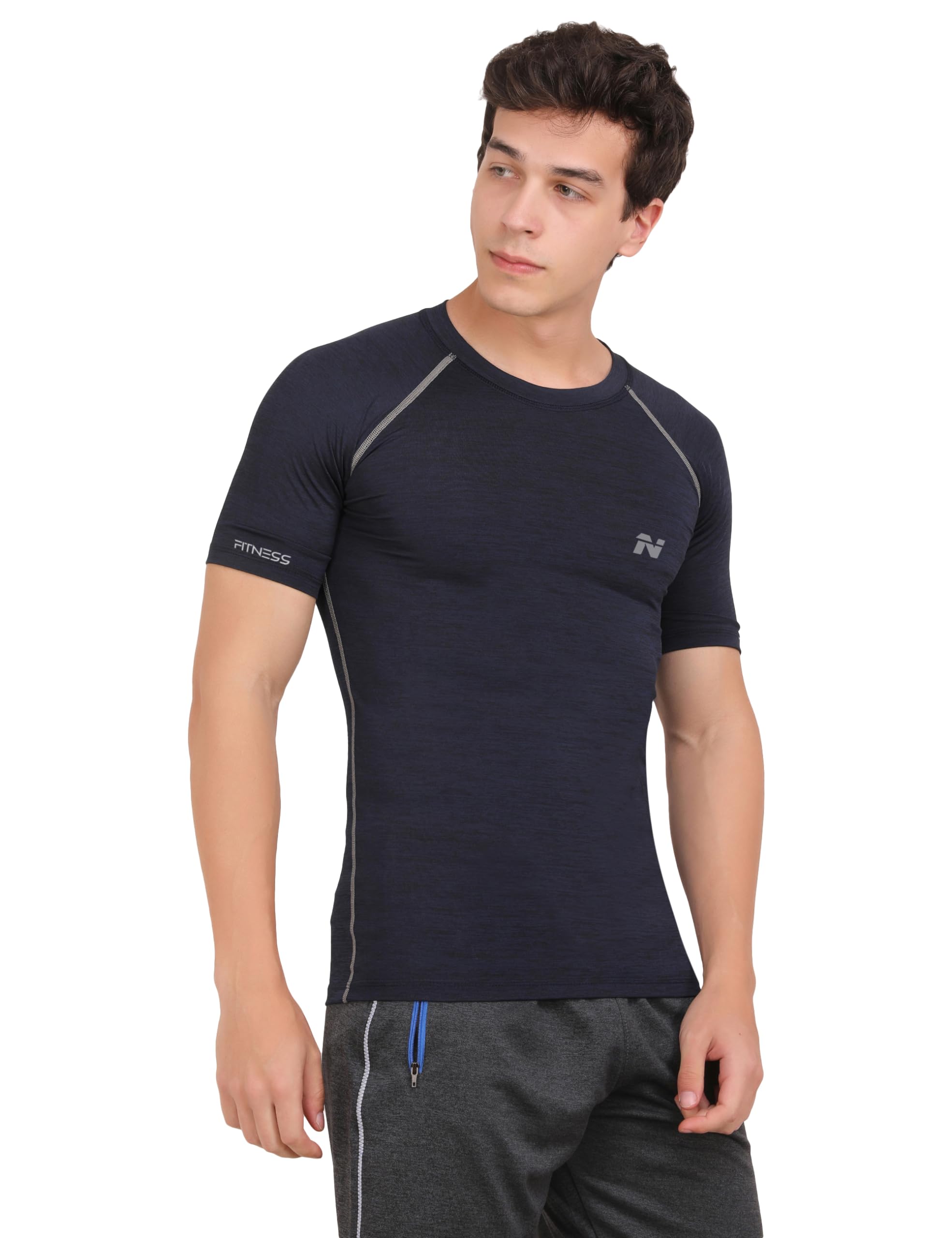 ninq Half Sleeve Compression T-Shirt - Men's Athletic & Sports Tights for Fitness-picture-29