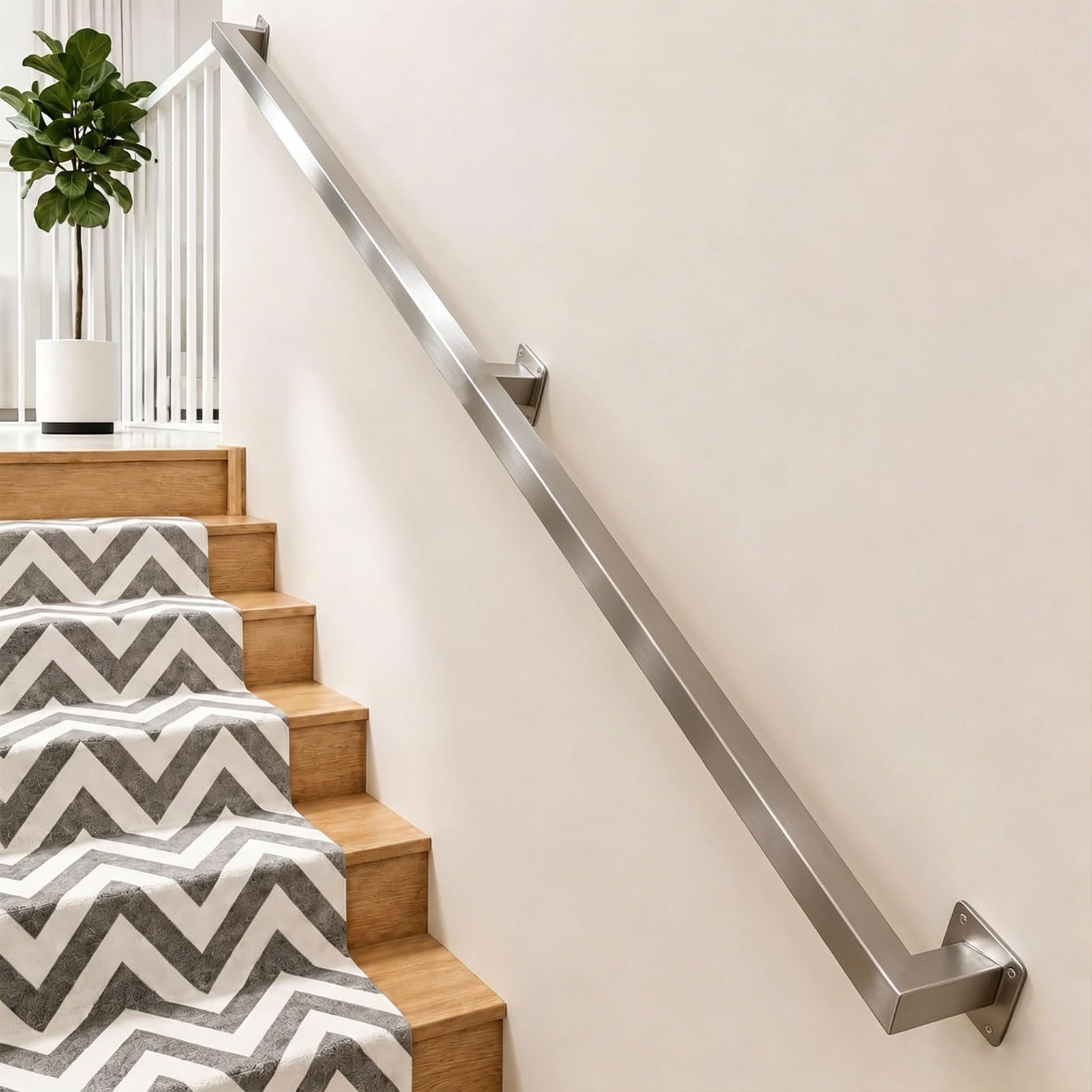 Stainless Steel Stair Handrail for Walls - 1m 1.5m 2m 3m 4m 5m 6m Stairs Railings, Staircase Banister Hand Rails for Outdoor Indoor, Safety Grab Rails(5ft/150cm)