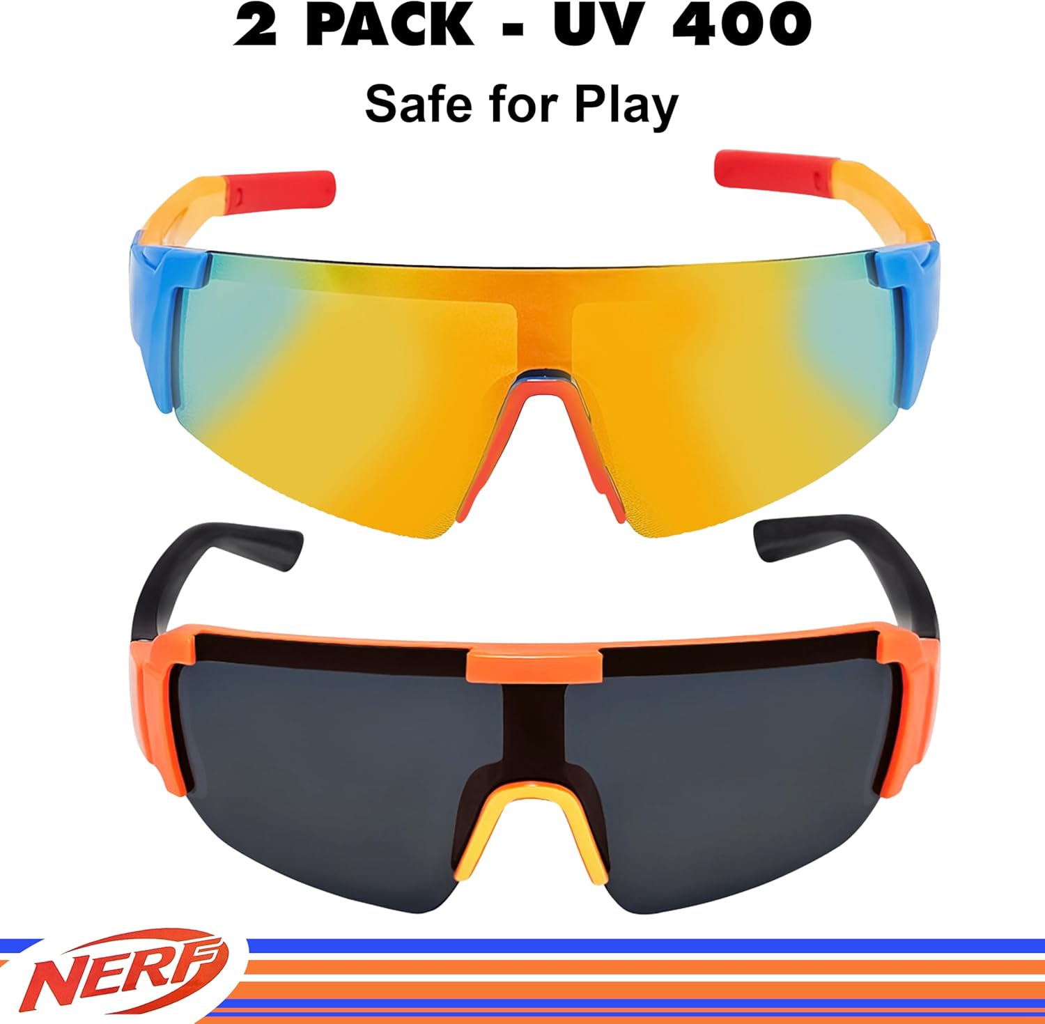 NERF Sunglasses for Boys | Wraps for Active Outdoor Play | UV 400 | One Size Fits Most Kids