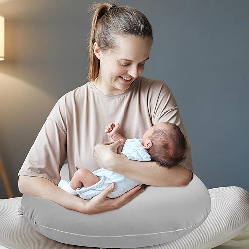 Miniatura 4 de Hooyax Funda de almohada de lactancia impermeable para bebé, fundas elásticas para almohadas de lactancia, adorable funda de almohada de