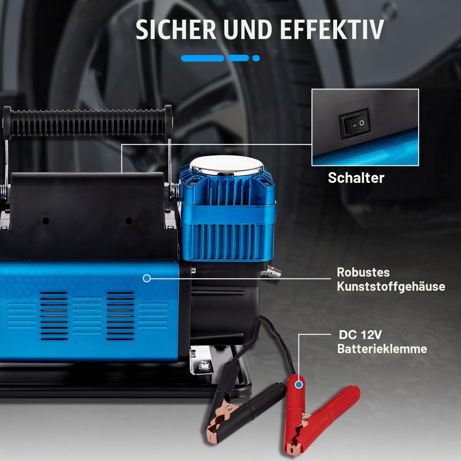 KATSU Tools Professionelle Auto Luftkompressor 2 Zylinder 150PSI 12V 90 Amp Großes Volumen Tragbarer Luftkompressor Reifenpumpe für 4WD Auto Van Trucks Fahrrad