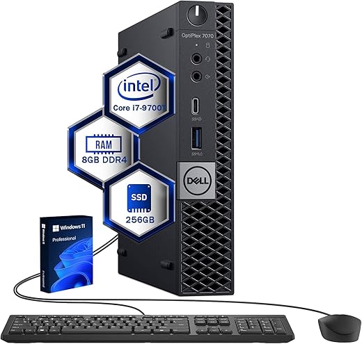 Dell OptiPlex 7070 Mini Desktop, i7, 8GB RAM, 256GB SSD, Renewed