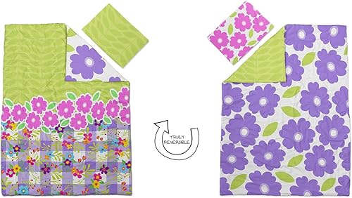 Miniatura 3 de Juego de ropa de cama de microfibra verdaderamente reversible y súper esponjosa de 5 piezas para niños y adolescentes, flor de flores, tamaño