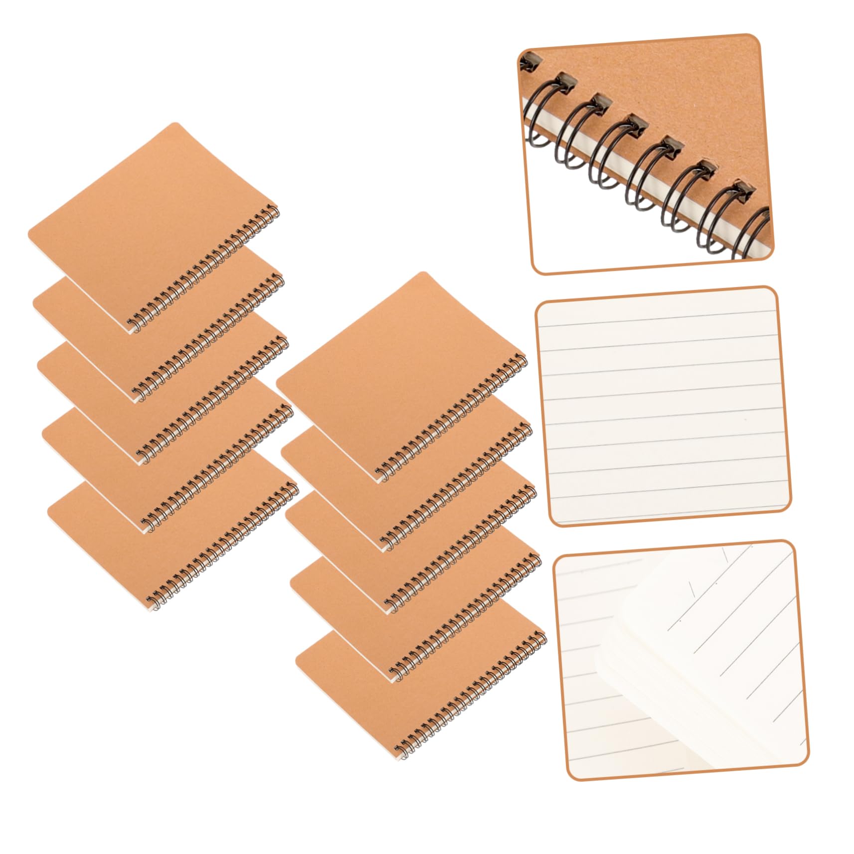 LALAFINA Notizbuch A5 Beige Spiralnotizbuch mit Leeren Seiten aus Papier 10 Stück Klassisches Design für Schüler zum Schreiben und Tagebuch