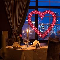 Vista 2 de LAMPHOME 50L Lighted Red Heart Valentine's Day Window Silhouette Decoration,Valentine Lights Heart Corazón rojo