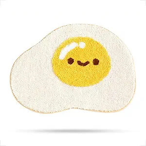 Egg Bath Rug 18" x 26" Non Slip Cute Bath Mat, Soft Shower Rug Plush Microfiber Water Absorbent Thick Shaggy Floor Mats, Machine Washable Bathroom Rug, Egg