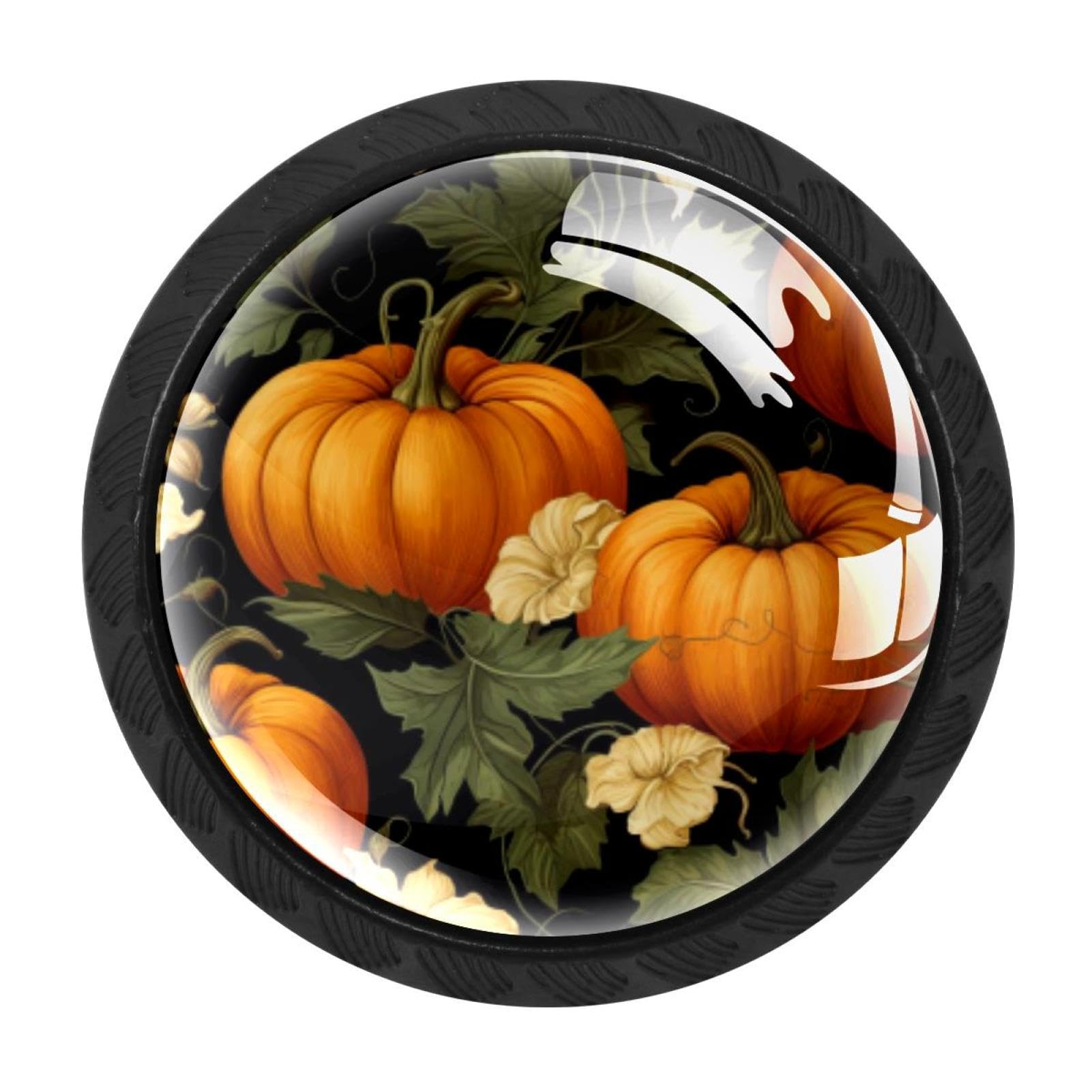CHENZZZZ 4 Pack Black Thanksgiving Pumpkin Kitchen Handles, Cabinet Pulls Hardware for Cupboard Drawer Knobs Dresser Pulls