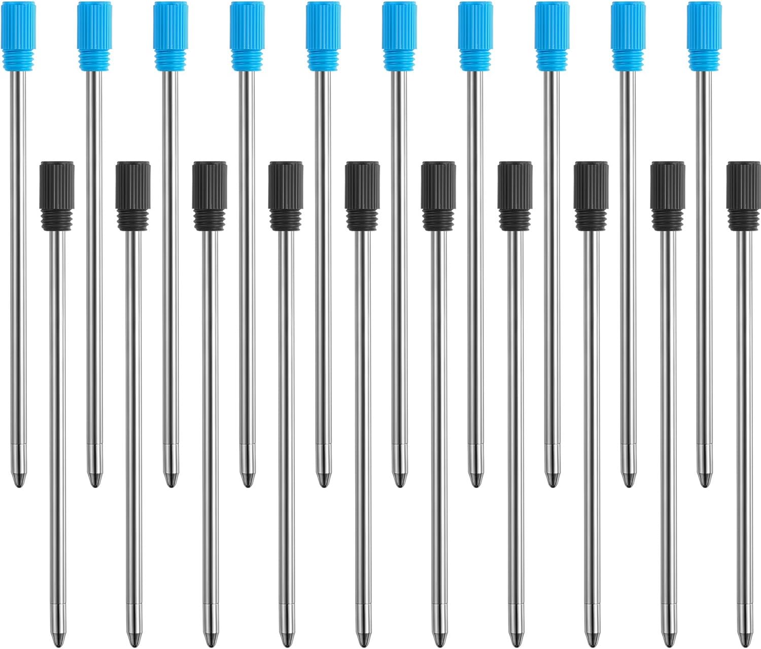 - 20 Pieces 2.75 Inch Ballpoint Pen Refills for Diamond Crystal Stylus Pens with Black Velvet Bag Supplies(Black and Blue Refill)