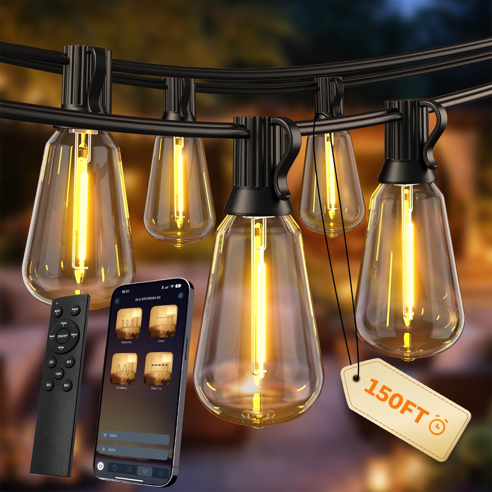150 FT Outdoor String Lights With App and Remote
