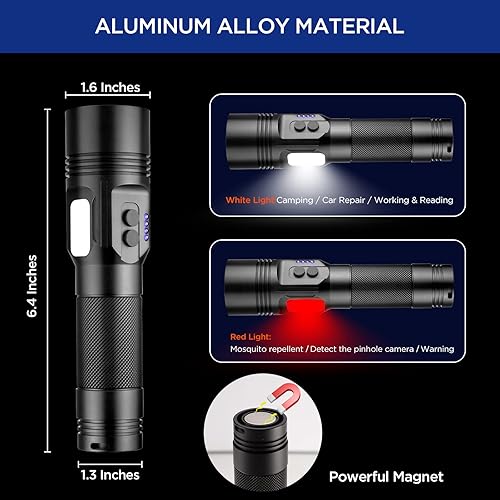 Miniatura 3 de Linternas LED recargables, 20000 lúmenes de alto rendimiento, linterna impermeable súper brillante con baterías incluidas y 3 modos, potente