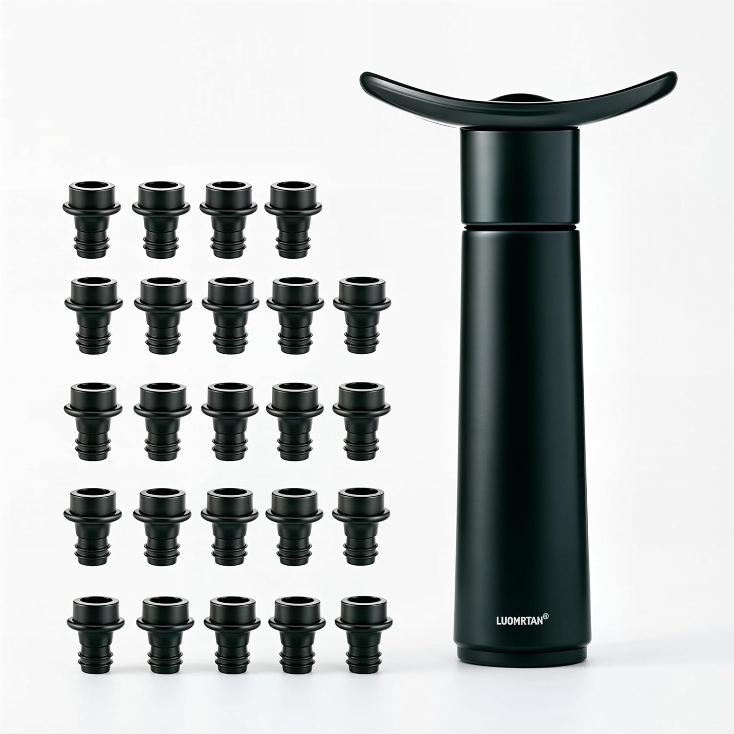 Vacuum Wine Saver Pump with 24 Reusable Bottle Stoppers | Manual Wine Preserver | Airtight Seal to Keep Wine Fresh Longer | Wine Accessory & Gift for Wine Lovers (24)