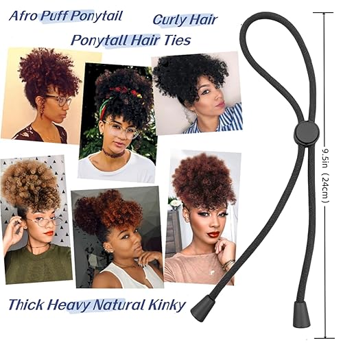 Miniatura 2 de 6 ligas para el cabello de longitud ajustable para cabello grueso, accesorios para el cabello afro para afro puffs, cabello natural grueso y rizado,