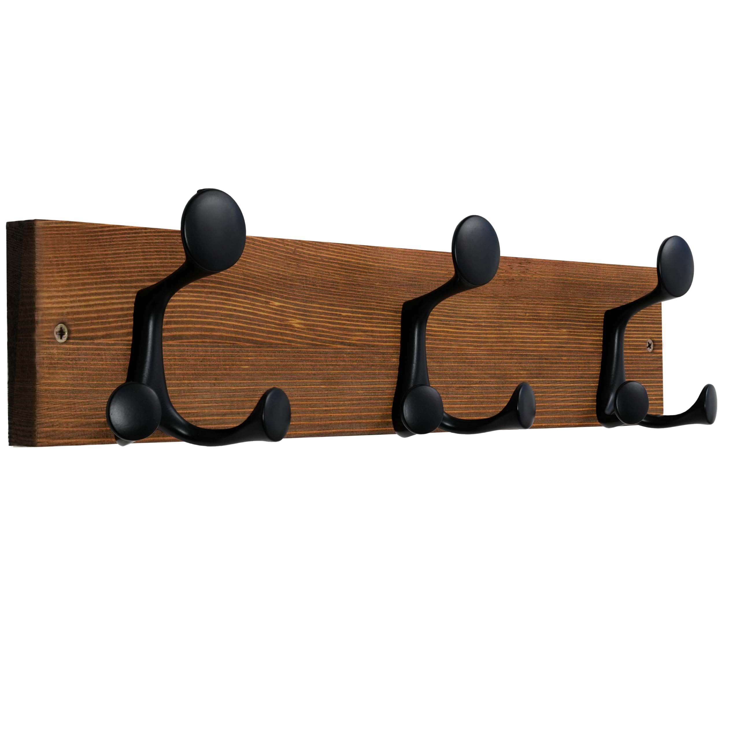 HONSKY Coat Rack Wall Mounted 43cm Rustic Pine Base Black 9 Hooks