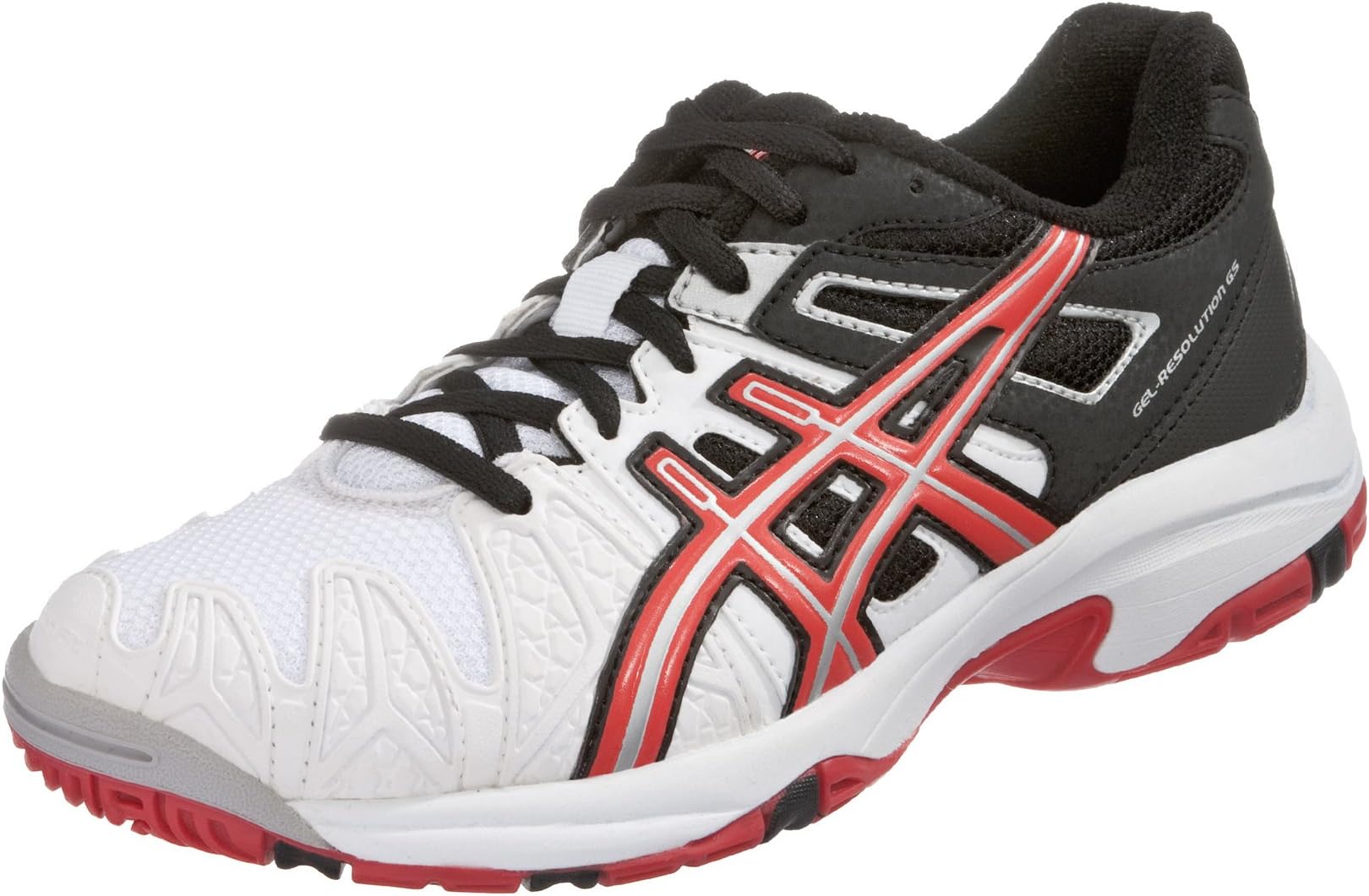 ASICS Gel-Resolution 5 GS Tennis Shoe (Little Kid/Big Kid), White/Black/Red, 6.5