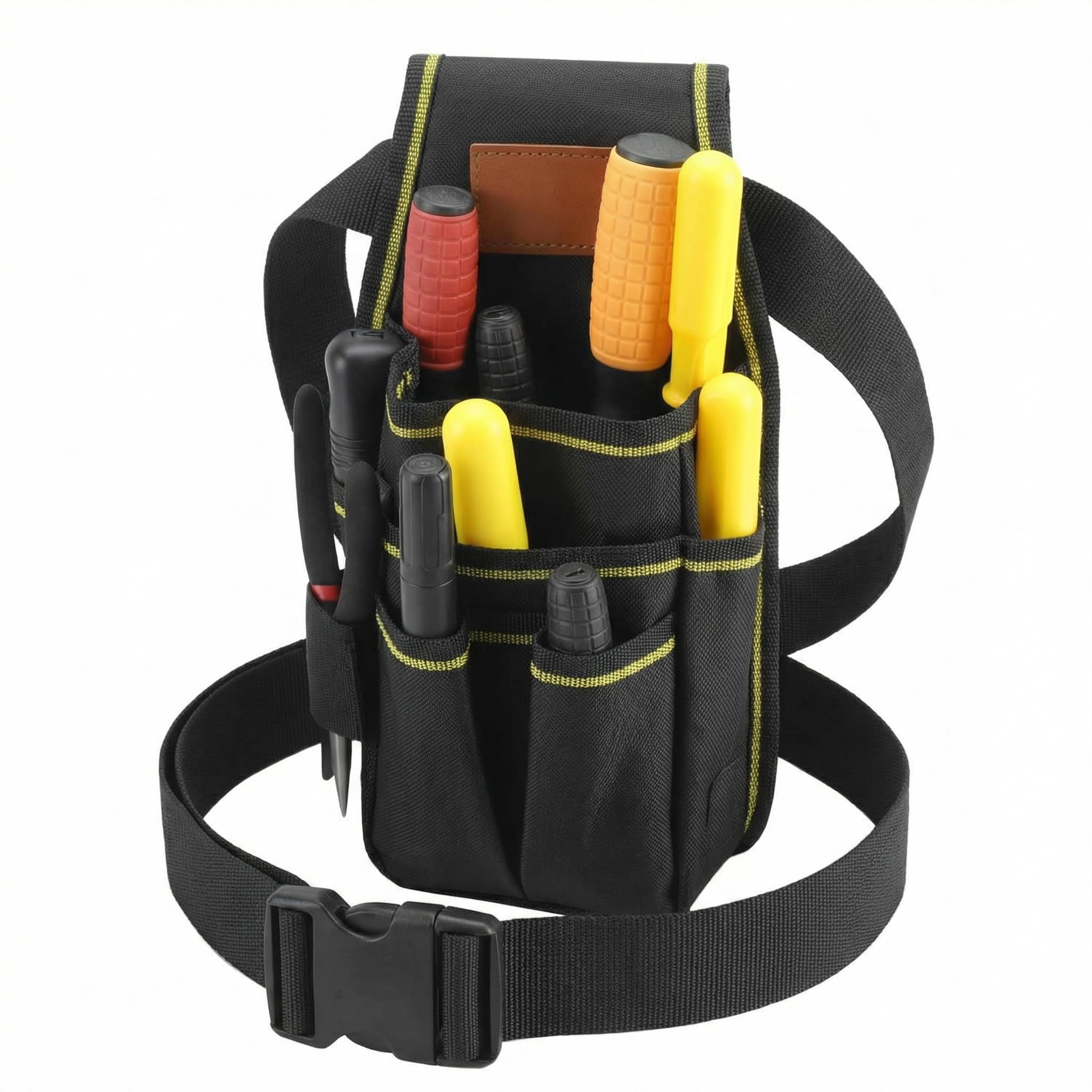 QWORK® Electrician Tool Pouch, 600D Oxford Fabric Tools Organizer, 15 Pocket Tool Pouch with Adjustable Nylon Belt