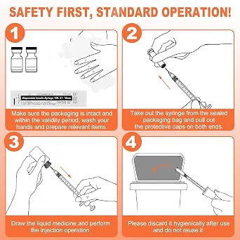 1ml Syringes with Needle, Dispensing Measuring Tool Plastic, 14-Pack 31G 8mm, Individually Sealed, BD Microfine Needle for Lab Liquid Separation, Pets Feeding Craft Supplies