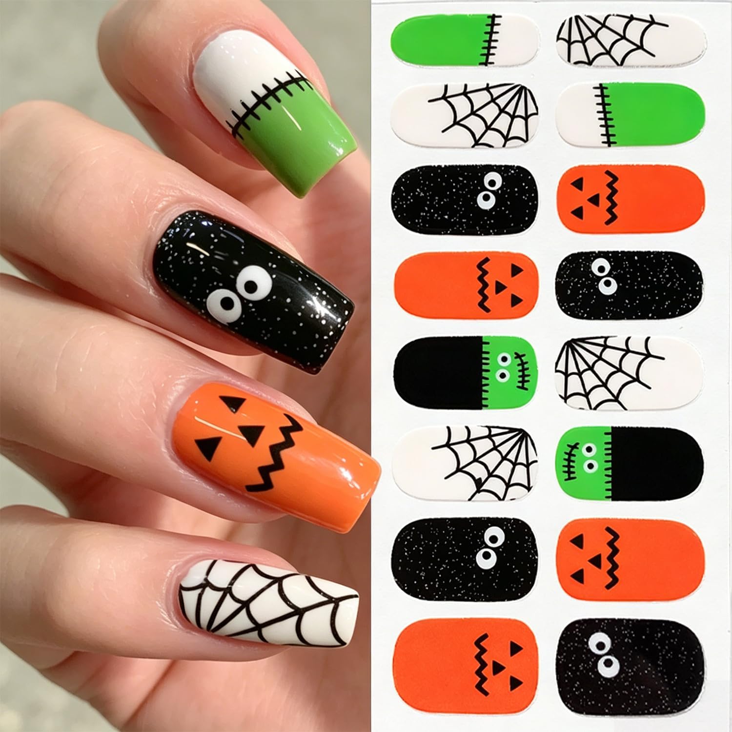Halloween Nails Wrap Stickers Spider Web Ghost Nail Polish Stickers