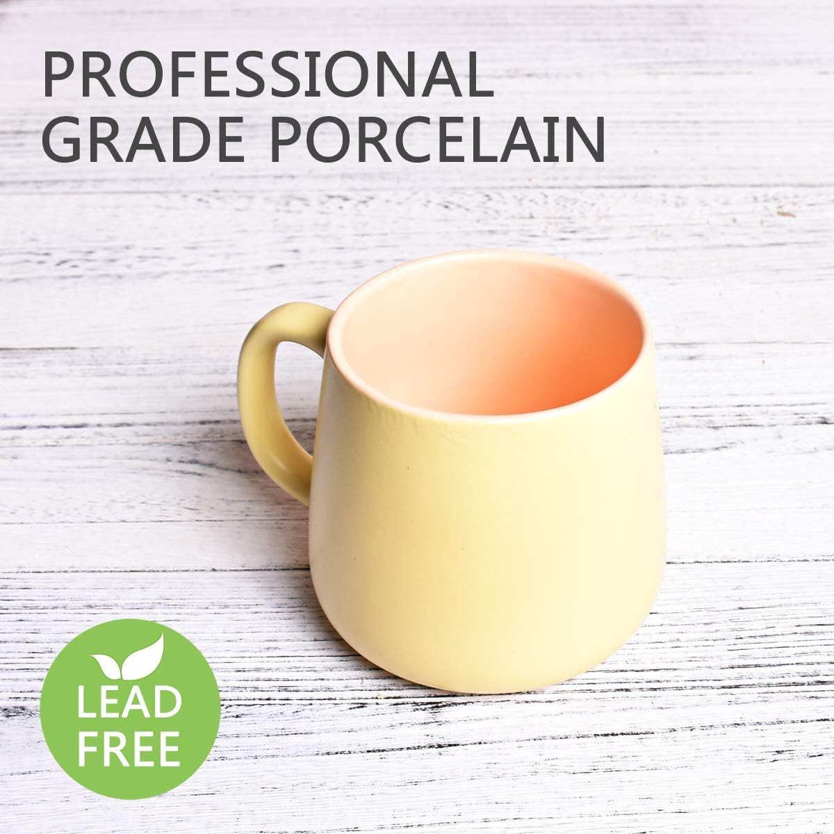 Bosmarlin Matte Ceramic Coffee Cute Mug, Tea Cup for Office and Home, 15 oz, Dishwasher and Microwave Safe, 1 Pack (Yellow) image 3