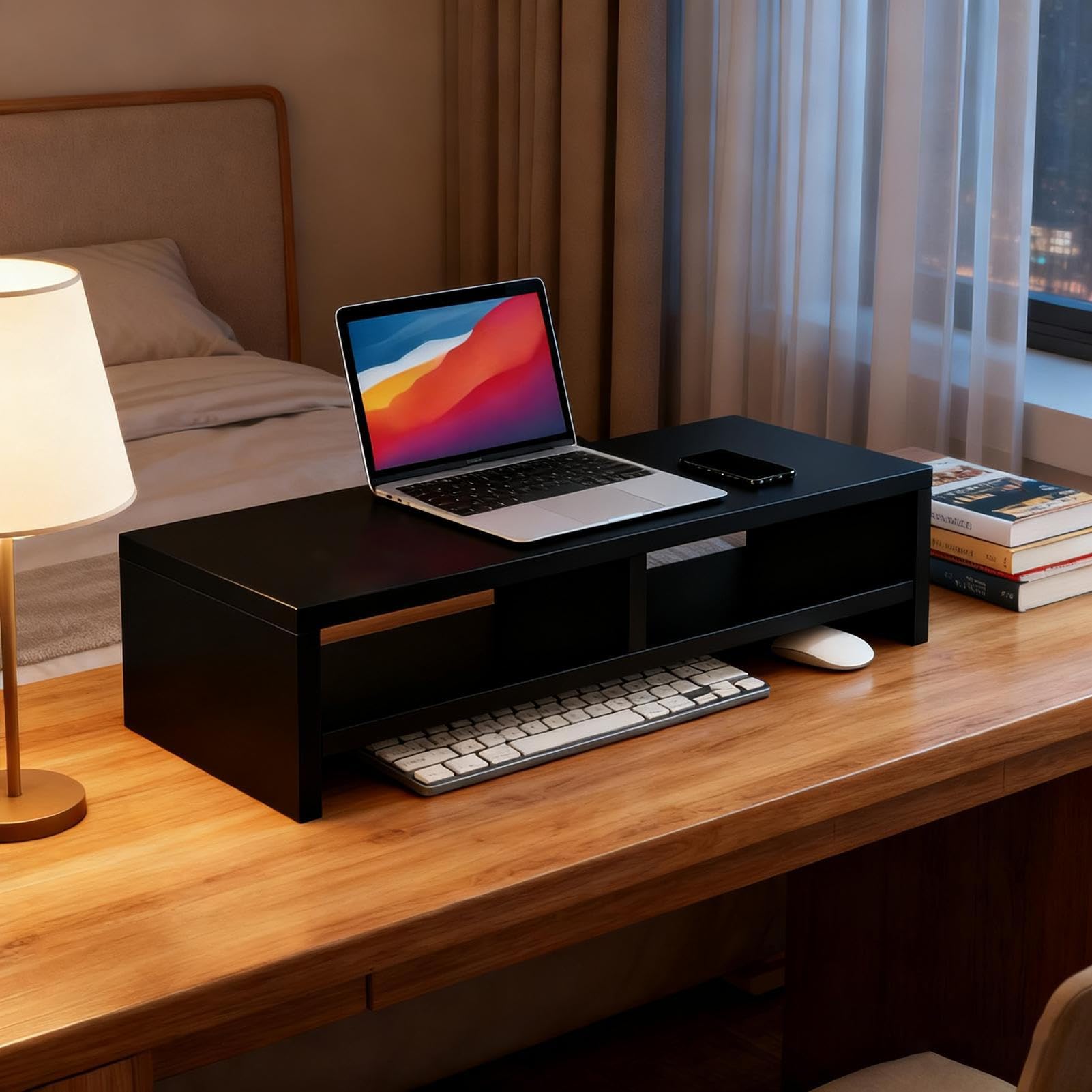 Supporto Alzaschermo Per Monitor Organizzatore Scrivania | Ripiano Da Tavolo Per Monitor Con Spazio Di Archiviazione Per Computer Portatile Elettronica Ufficio Domestico Studio Lavoro