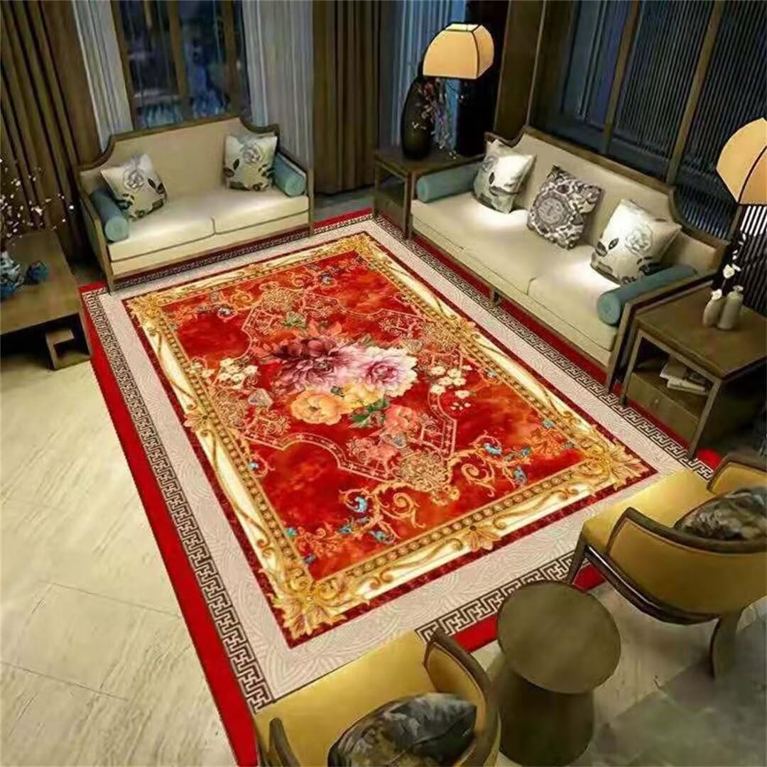 Tapis chambre bebe fille et univers ado tapis rouge 140x200cm pour un salon festif et chaleureux