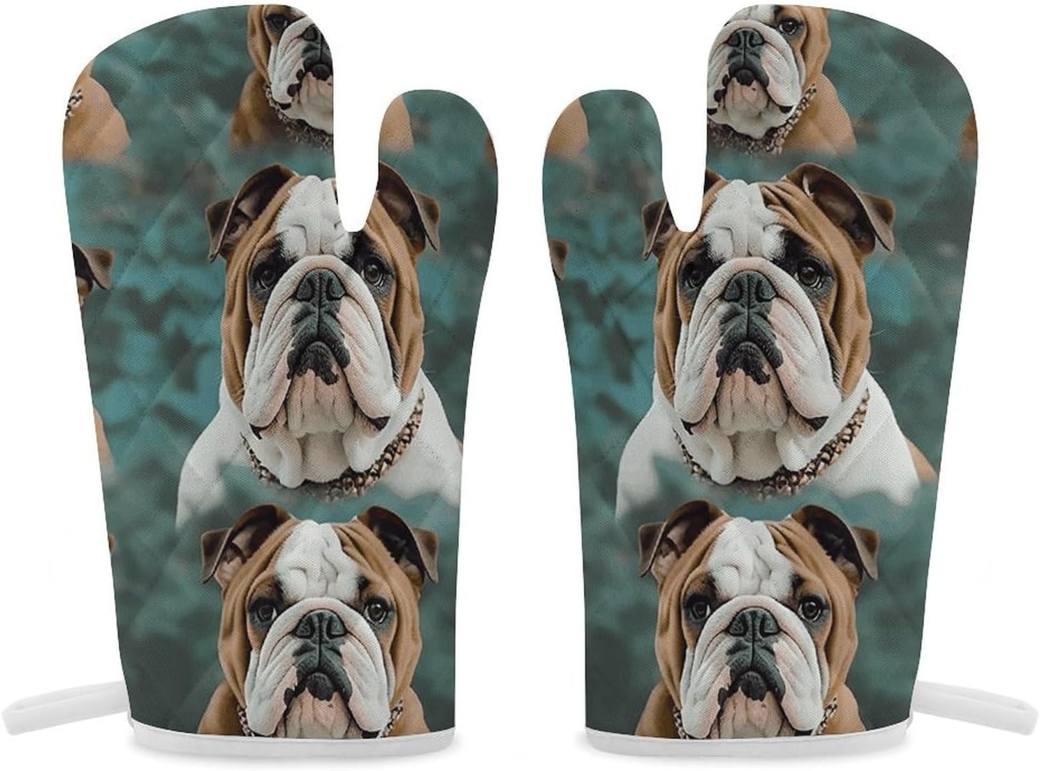 2 Pcs Oven Mitts Heat Resistant Kitchen Gloves Soft Safety Funny English Bulldog Oven Glove for Microwave, Barbecue