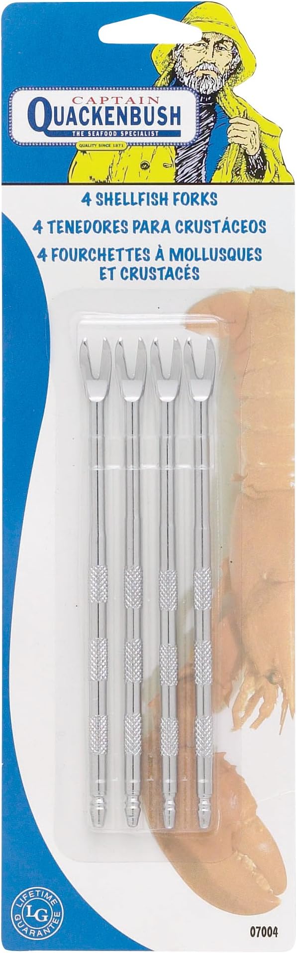 Captain Quackenbush Shellfish Seafood Forks, Steel, 5-Inches, Set of 4