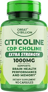 Citicoline CDP Choline 1000mg - Extra Strength Brain Supplements for Memory and Focus, Choline Supplements - Non-GMO Nootropic with Acetylcholine Support - 90 Vegetarian Capsules