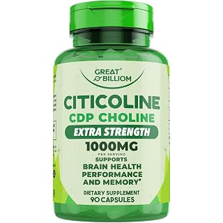 Citicoline CDP Choline 1000mg - Extra Strength Brain Supplements for Memory and Focus, Choline Supplements - Non-GMO Nootropic with Acetylcholine Support - 90 Vegetarian Capsules - Amazon product rated Grade A