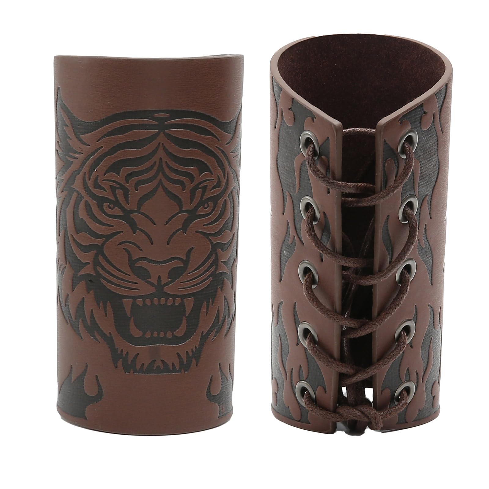 GRABAGECAN Punk Wristbands with Embossed Animal Pattern Vintage Wrist Bracers Men Cosplay Adjustable Bracers Halloween Tools