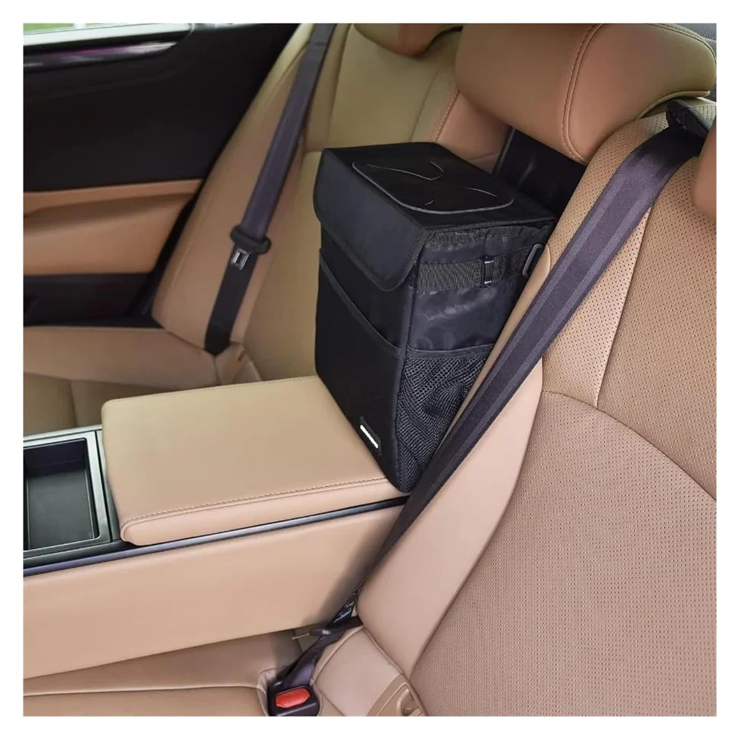 Cute Car Trash Can with Lid - Multipurpose Collapsible Leakproof Organizer for Car - Garbage Bin with Storage Features