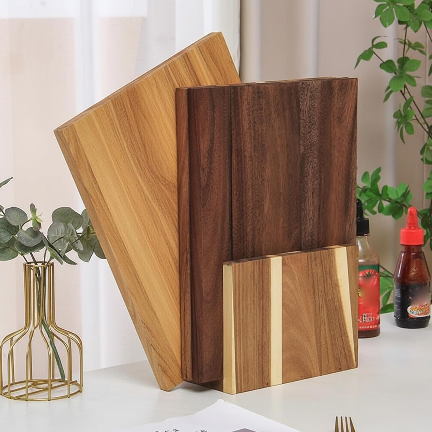 3-Piece Cutting Board Book Set with Stand Double Side Wooden Cutting Boards That Look like Books for Kitchen Vegetables, Cheese, Bread & Meat