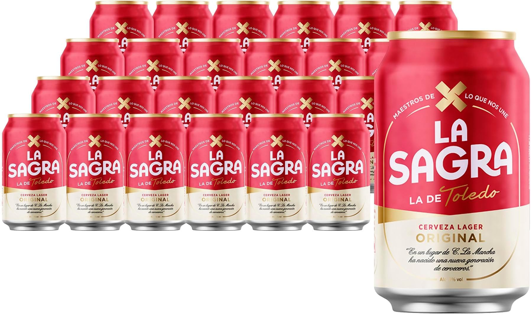 La Sagra - Cerveza Lager estilo Pilsner - Alc. 5,2% Vol. - Caja de 24 latas de 330 ml - Total: 7920 ml (Paquete de 5)