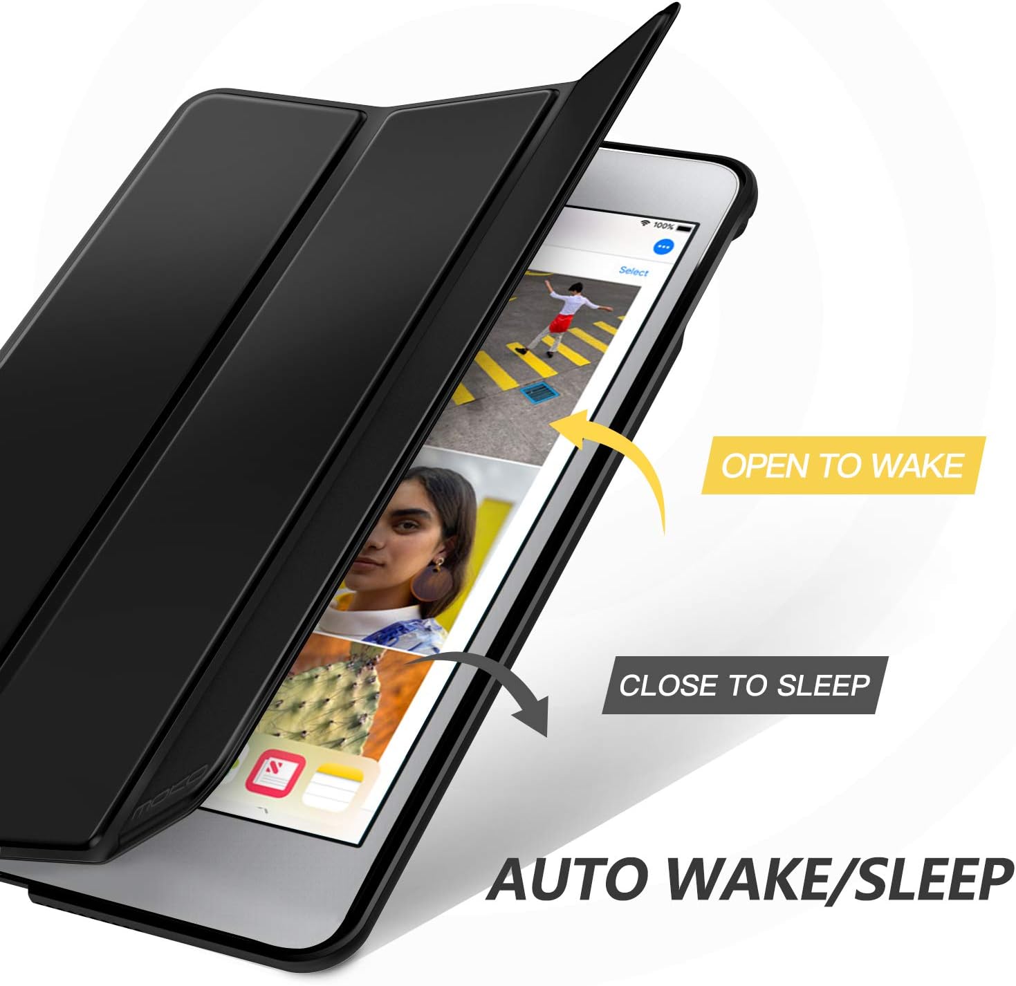 MoKo Case Fit New iPad Mini 5 2019 (5th Generation 7.9 inch) - Lightweight Smart Slim Shell Stand Cover Premium PU Leather Folio Case with Auto Wake/Sleep - Black