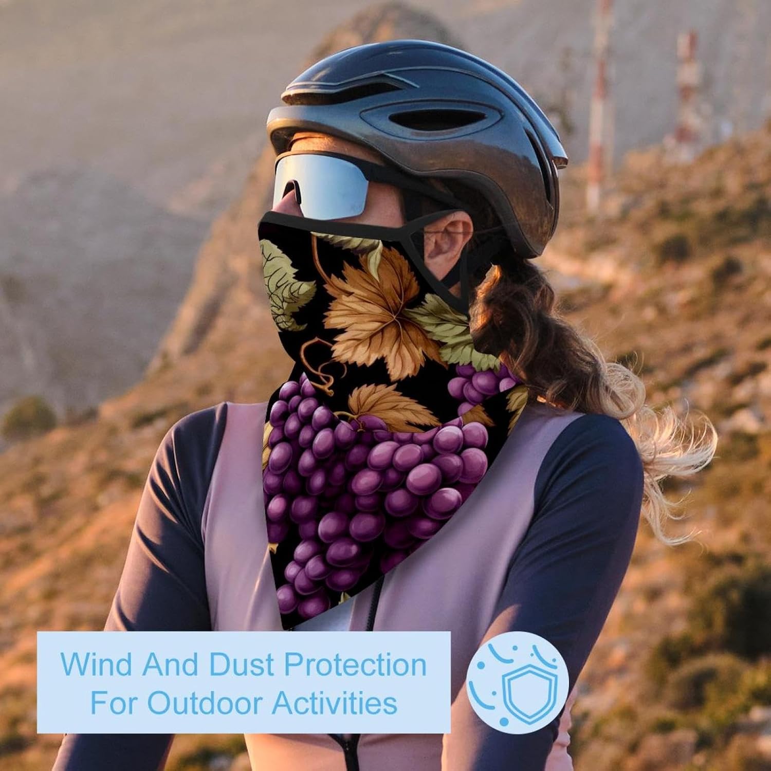 4 Pieces Thanksgiving Grape Neck Gaiter Bandana Face Mask, Sun Cooling Scarf Gator Cover Head for Men Women