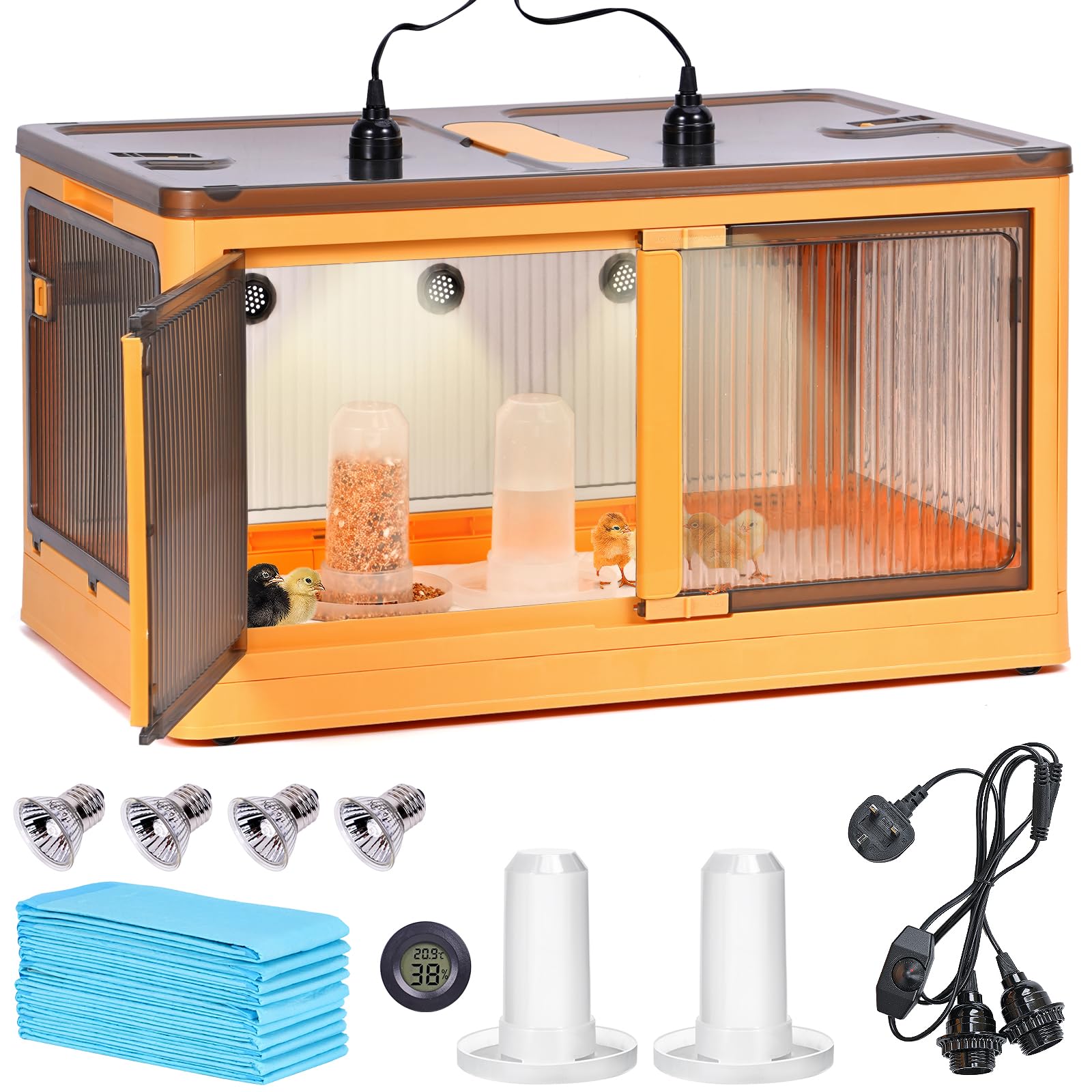Caja de cría de pollos, 115 L, grande, plegable, con capacidad para hasta 25 pollitos, aves de corral, para pollitos, patos, codorniz, hámster, cobayas, gatitos, cachorros