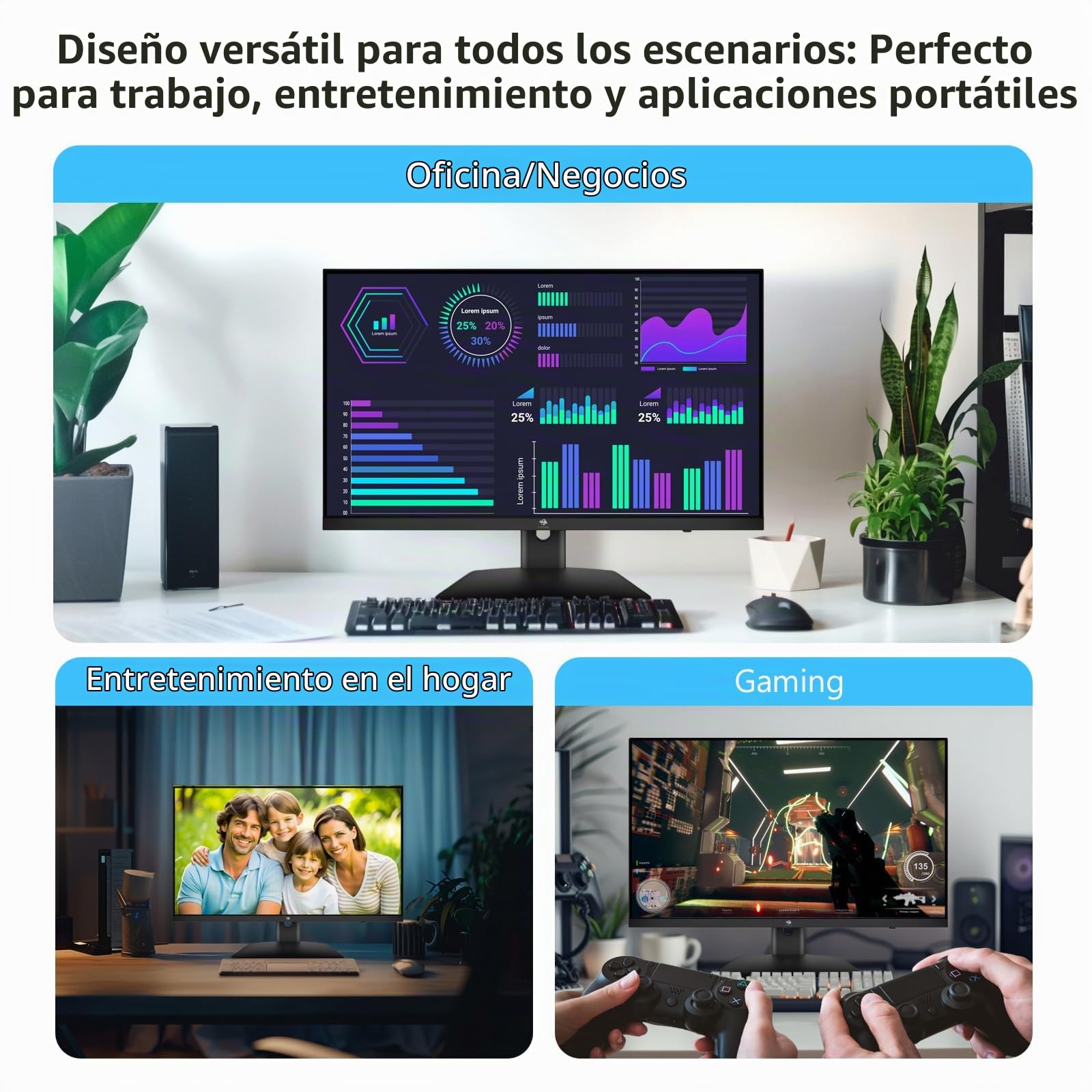 Z-Edge Monitor 27 Pulgadas IPS 4K UHD (3840x2160), FreeSync, Pantalla PC Oficina 16:9, 60Hz, 5ms, 2*HDMI2.0 & 2*DP1.4, Inclinación Ajustable, VESA Compatible(DP Cable Incluido)