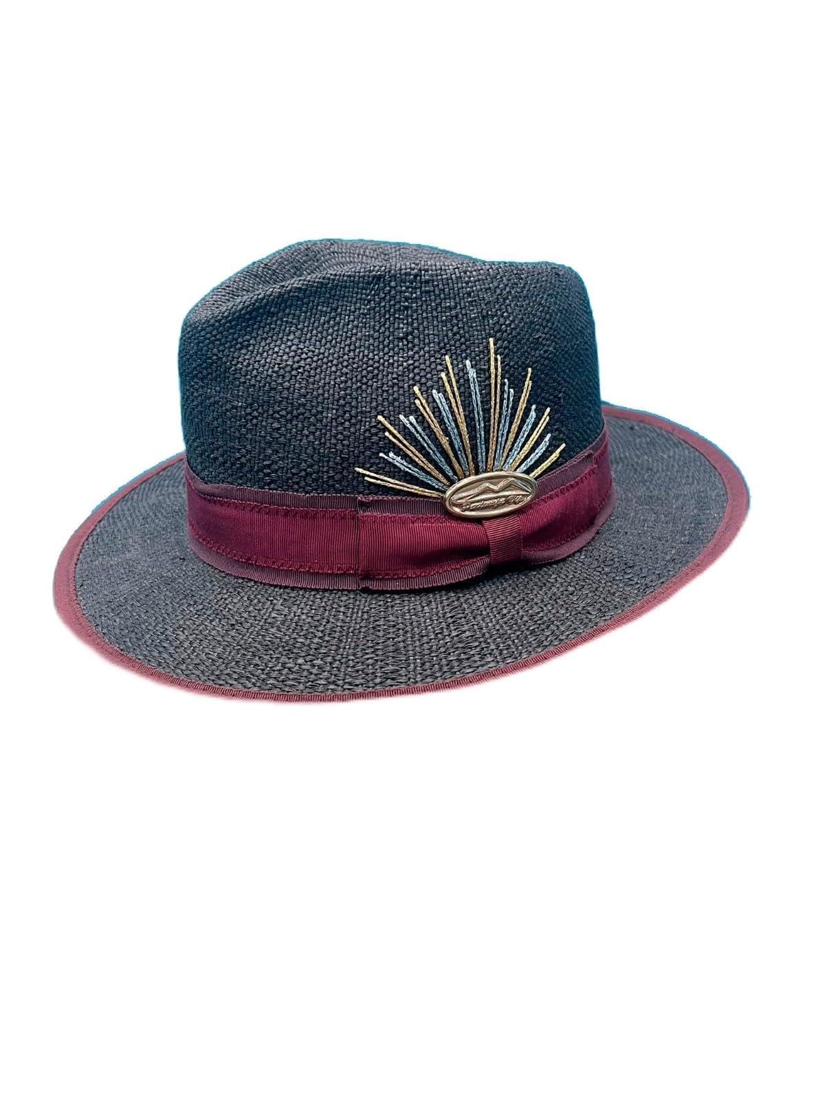 Partenope Vip Sombrero de paja personalizado, Negro , 55/60