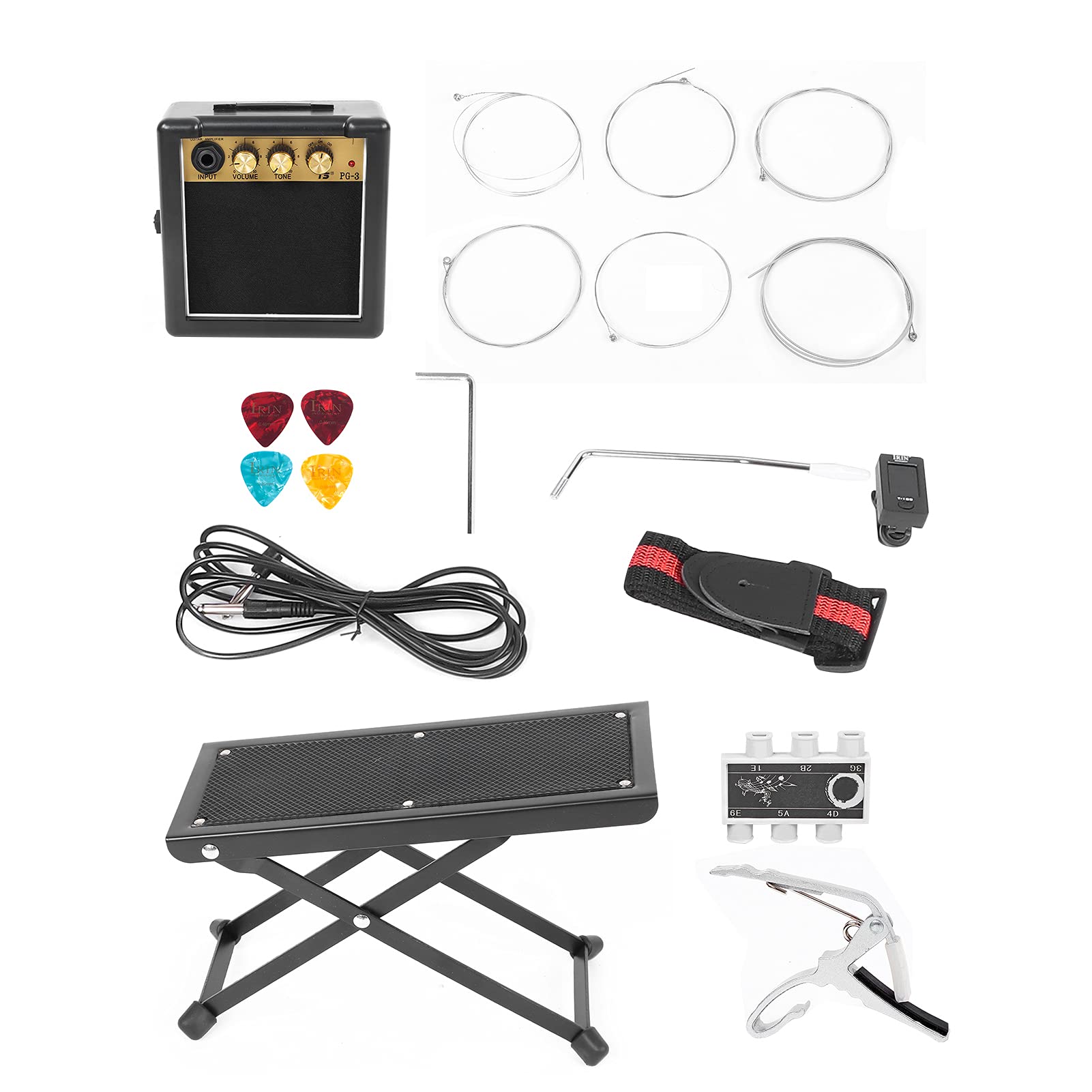 Zestaw do gitary elektrycznej, akcesoria do instrumentów muzycznych Elegancki design Zestaw do gitary elektrycznej „wszystko w 1” Wytrzymały i trwały na pedał na struny