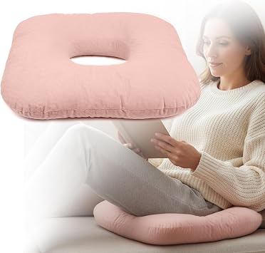 Hshbxd Donut Pillow for Tailbone Pain Relief, Wheelchair Cushion for Hemorrhoids and Bed Sores, Pregnancy, Donut Pillow Suitable for Office, Long Travel, Car and Home Sofa Pink-Diagonal Grid