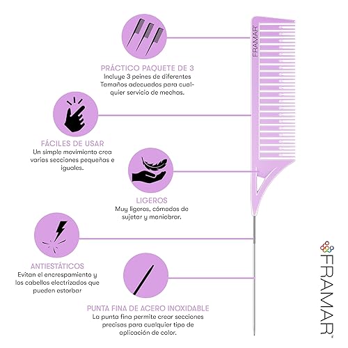 Miniatura 2 de Framar Family - Juego de pinceles para color de cabello - FRAMAR Dreamweaver Highlight Comb Set