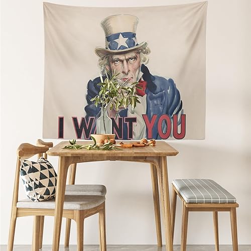 Miniatura 4 de Tapiz clásico retro con texto en inglés "I Want You" de The Uncle Sam 'I Want You', arte de pared para cafetería, oficina, hotel, dormitorio de