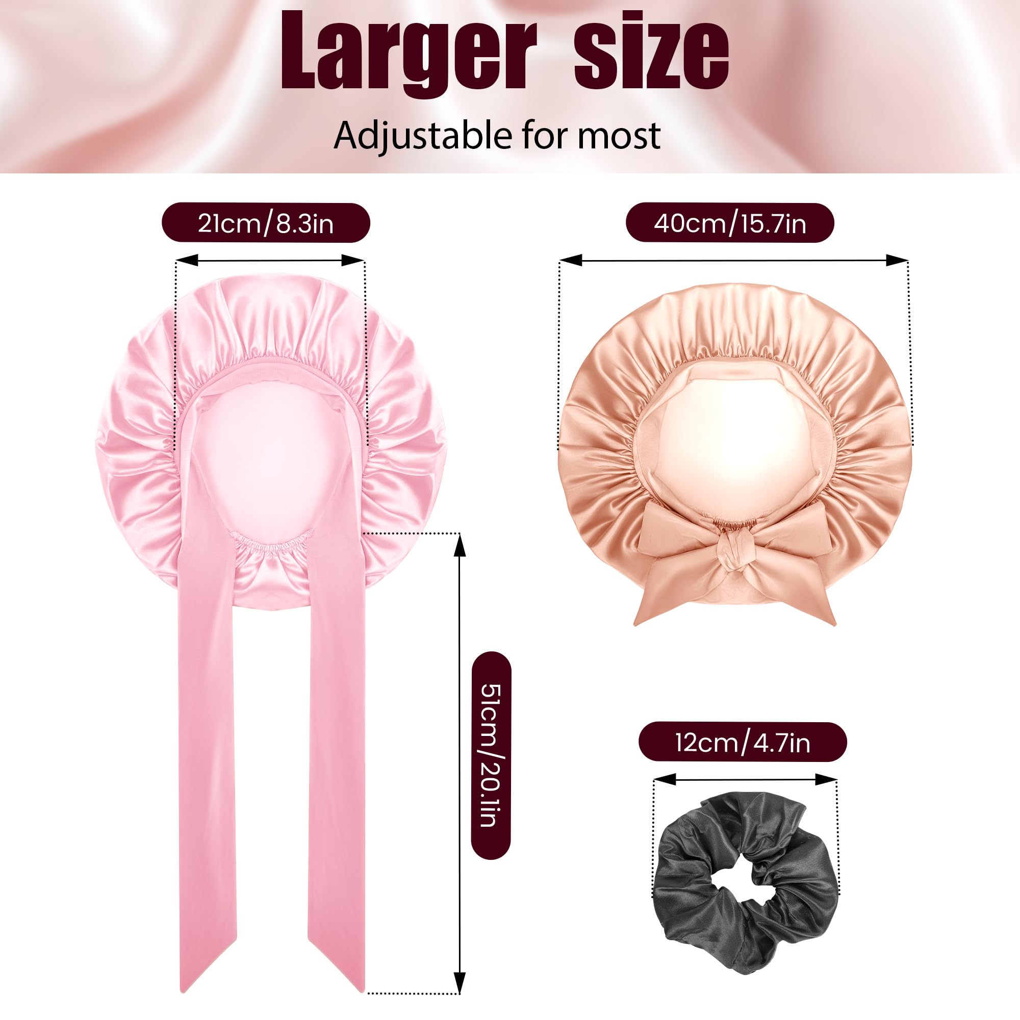 Satin Bonnet, Silk Sleep Bonnets for Women Night Sleep Cap with Elastic Band, Silky Satin Head Cover for Girls Long Straight - Image 4