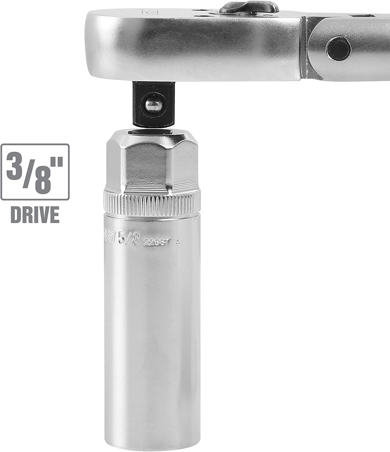 OEMTOOLS 22887 5/8 Spark Plug Socket, 3/8 Drive Magnetic Spark Plug Socket for Engine Tune Ups, Oil-Resistant Chrome Finish, S2 Alloy Steel