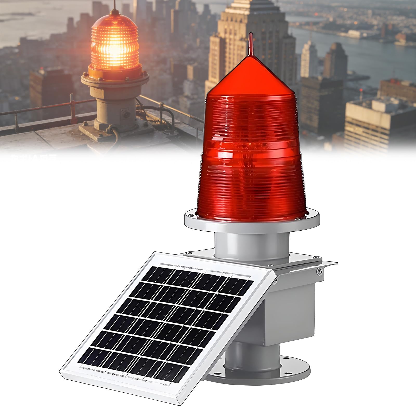 Luz de obstrucción de la aviación Solar 15W, balanco de navegación de Baja Intensidad, luz de Advertencia estroboscópica para Torres, turbinas eólicas, Puentes y Alturas