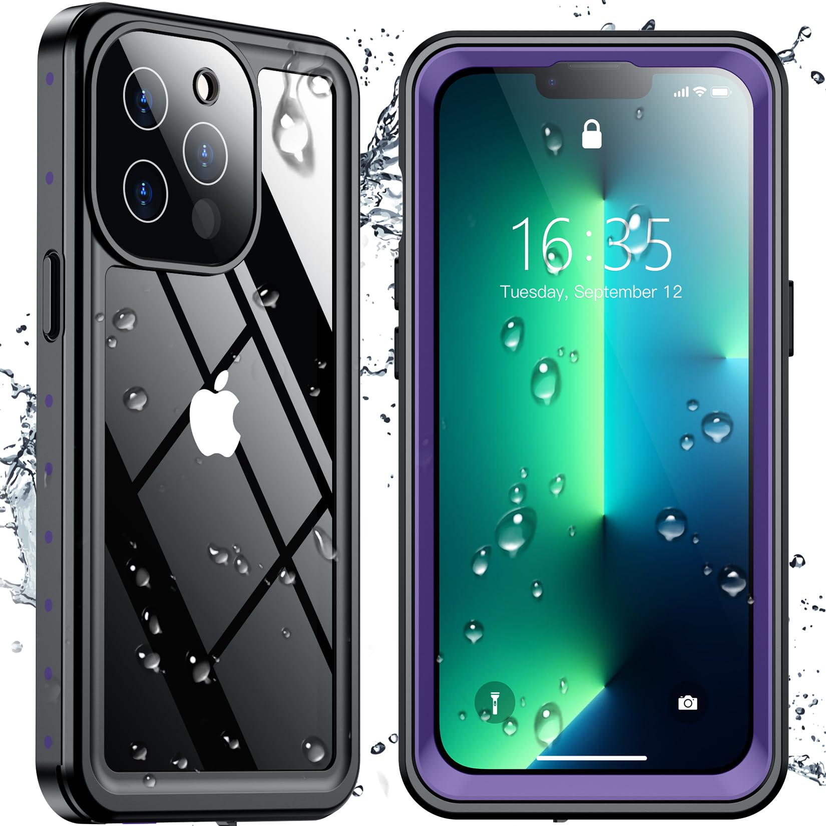 SPIDERCASE for iPhone 13 Pro Case Waterproof, Built-in Lens & Screen Protector, Full Heavy Duty Protection, 12FT Military Shockproof, Dustproof,